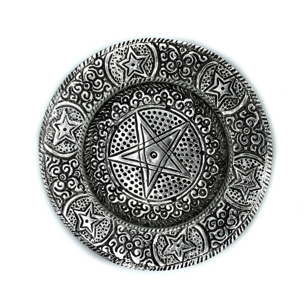 Räucherstäbchenhalter aus poliertem Aluminium, Pentagon, 11,5 cm