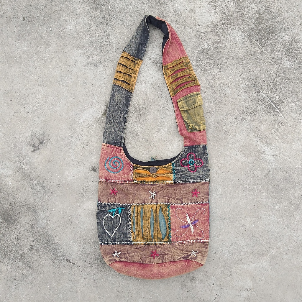 Cross-Over-Bag 'Symbols' multicolor, B 32 cm, H 37 cm