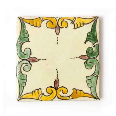 Fliese 'Baroque' elfenbein, multicolor, L 10 cm, B 10 cm Aus Marokko