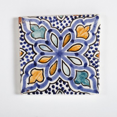 Fliese 'Paysan' blau, multicolor, L 10 cm, B 10 cm