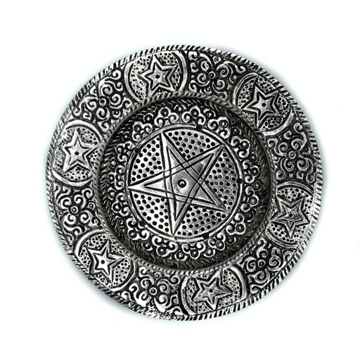 [paih-08] Räucherstäbchenhalter aus poliertem Aluminium, Pentagon, 11,5 cm