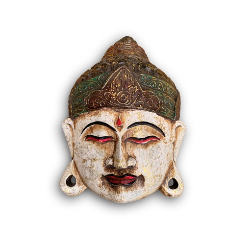 [171800] Maske 'Buddha', weiß, multicolor, H 21 cm, B 15 cm, L 5 cm