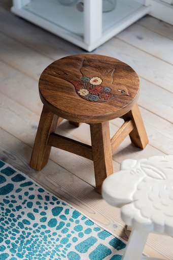 [138813] Hocker 'Paloma' natur, multicolor, H 25 cm, Ø 25 cm Aus Thailand