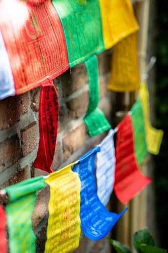 [148344] 5er Gebetsfahnen multicolor, L 180 cm Aus Nepal